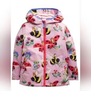 Mini Boden Bee And Ladybug Rain Jacket Jersey Lined Size 7y